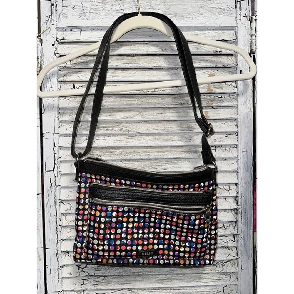 Relic by Fossil Black Polka Dot Crossbody Bag